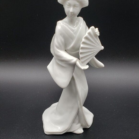 Fitz & Floyd 1967 Blanc De Chine Porcelain Japanese Geisha Girl with Fan AS IS - Picture 12 of 13